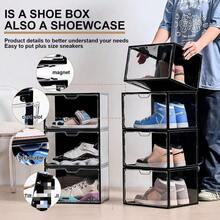 Upgraded Stackable Clear Shoe Boxes, Display Storage Boxes, Plastic Transparent Drawer Shoe Boxes, Shoe Racks, Shoe Cabinets, Standalone Display, Suitable For Office And Home Display Storage, Shoe Boxes, Clear, Black, Limited Edition Shoe Storage, Display, Shoe Store Display, Mother's Day Gift - Clear - View 5
