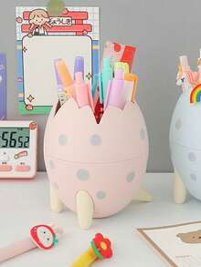 Large-Capacity Cartoon Desktop Pencil Case For Eyebrow Pencils, Cosmetic Pencil Organizer, Modern And Simple Stationery - Multicolor - View 2