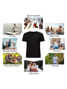 Men'S T-Shirt With 'COLD ONES' Bold Red Text, Yellow Beer Mug 'O' In 'COLD', Beard & Tattoo Design | Casual Style, Crew Neck, Short Sleeve, Loose Fit, All-Season, Available In Pink/Blue/Dark Blue/Green/Red/Black/White Colors - 黑色 - 查看 7