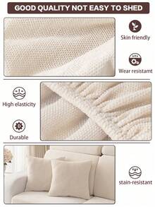 1pc Chenille Sofa Slipcover, Non-Slip Elastic Cover, Machine Washable, Suitable For Living Room & Bedroom Decor - Jian Yi - White - View 5
