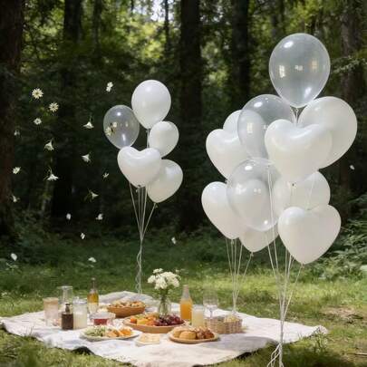 心形白色气球，适用于求婚、周年纪念、写真拍摄、婚礼、单身女士派对、生日、迎婴派对、复活节装饰