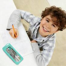 Protractor And Compass Set School, Geometry Set, Compass Geometry 7P Metal Compass Ruler Eraser Leads Blue - View 6