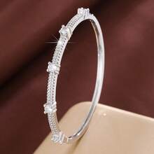 1 pièce Bracelet minimaliste pour femmes avec design géométrique à points et incrusté de zirconium cubique - Multicolore - Voir 2