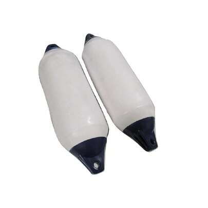 White Inflatable Boat Fender Buoys X2 (15CM X 51CM Castro Sailing Twin Eye)