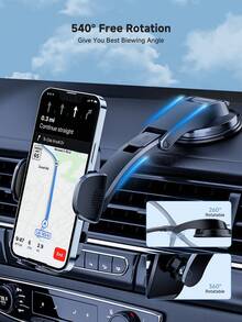 TKZJ Car Phone Holder, Dashboard Suction Cup Mount, 360° Rotation Auto Lock Phone Stand, Stable Anti-Shake Car Phone Mount For All Smartphones - Black - View 6