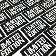 9pcs Letter Embroidery New Design "LIMITED EDITION" Iron On Patches, For Party Clothes, Hats, Pants, Shoes,Give To Friends (Black And White, Golden) - B - View 6