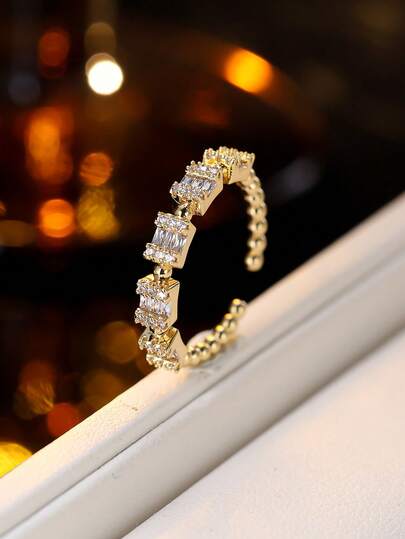 1pc Layered & Modern Design Open Ring For Women, Luxury Personalized, Minimalist Style, Suitable For Daily, Date, And Light Formal Occasions