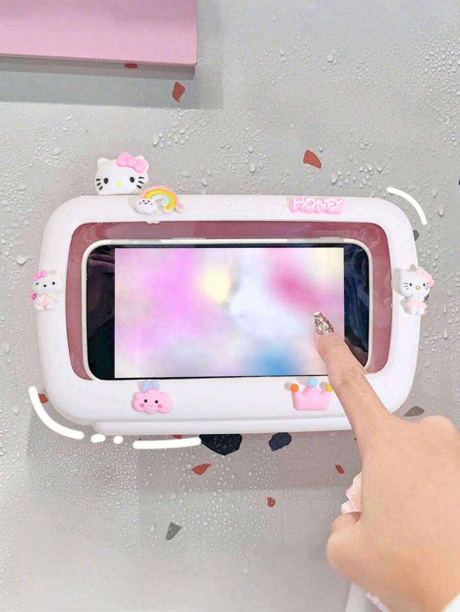 SANRIO Hello Kitty 防震浴室壁挂式手机支架 防水浴室手机壳 懒人防水触屏手机壁挂支架 适用于浴室和卫生间 情人节礼物 - 彩色 - 查看 1