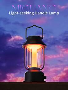Lámpara de estilo retro de triple modo (luz de vela/luz de luna/RGB) - Luz de escritorio y colgante convertible con diseño industrial minimalista. Recargable, regulable, estructura de metal elegante, diseñada para crear un ambiente versátil en dormitorio, cafetería o entorno de camping. - Luz de manija Miguang - Ver 3