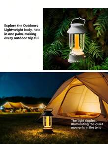 Lámpara de estilo retro de triple modo (luz de vela/luz de luna/RGB) - Luz de escritorio y colgante convertible con diseño industrial minimalista. Recargable, regulable, estructura de metal elegante, diseñada para crear un ambiente versátil en dormitorio, cafetería o entorno de camping. - Luz de manija Miguang - Ver 7