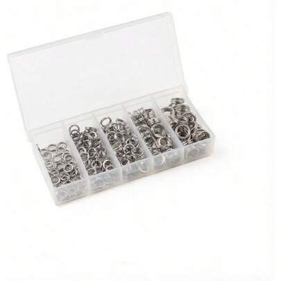 200Pcs Stainless Steel Fishing Split Rings With Pliers Scissors, 5 Sizes High Strength Lure Connectors Kit For Saltwater Freshwater Fishing