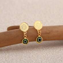 3 paires de boucles d'oreilles de style bohème à la mode, plaquées or 18 carats, en rouge, vert et bleu, pour femmes - Doré - Voir 3