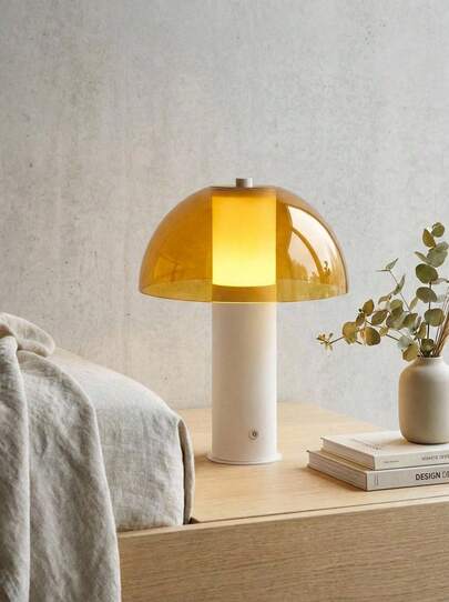 Teckwe 蘑菇造型台灯，无线便携，USB充电，触摸调光夜灯，适用于床头、家居、餐厅