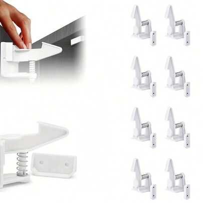 无需钻孔的儿童安全柜锁，可调节抽屉和衣柜锁系统，必备婴儿安全防护套装