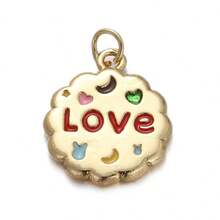 1pc Copper Micro-Inlaid Zirconia Hip-Hop Style Sun Letter "Love" Pendant, Jewelry Accessory - Multicolor - View 9
