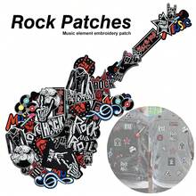Show Your Rock Spirit! 9 Pcs Cool Music Theme Embroidered Iron-On Patches - Guitar & Symbol Designs For Denim, Tees, Caps, Backpacks, Easy DIY Deco - G - View 1