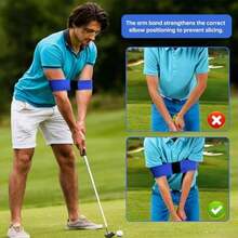 Golf Grip Trainer Golf Grip Training Aid With Swing Correcting Arm Band Golfs Swing Trainer Correcting Left And Right Hand Positions - Blue - 查看 5