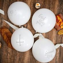 Skylety 48 Cross Doves Latex Balloons - 12 Inch Baptism Decorations For God Bless You First Communion Christening Supplies (Pink) - 白色,銀色 - 查看 4