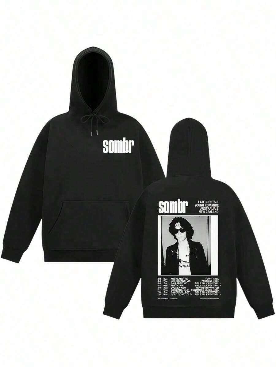 Sombr Merch Live 2025 Gothic Punk Vintage Hoodies Men Women Loose Casual Hooded Sweatshirts High Quality Hop Tracksuit Essentials Hoodie Hoodie Women Sweatshirts Women Hoodies Men's Hoodie Sweatshirts Men Essentials Fear - Black - View 1