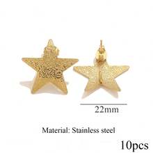 10 件装不锈钢时尚压花星形椭圆形长方形耳环，带耳塞，可用于 DIY 耳环制作，适合女性佩戴 - 耳環 - 查看 12