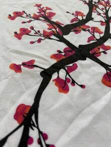 Ntage Cherry Blossom Graphic Cotton T-Shirt - Y2kGraphic Print 100% Cotton Crew Neck Short Sleeve T-ShirtsStreetwear Style, Ideal For Daily Outings & Casual Wear, Perfect As Holiday Or Birthday Gifts - trắng - Xem 3