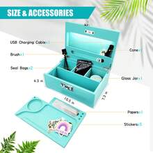 2026 Upgraded Premium Large Bamboo Box- Locking Storage Decorative Box With Combination Lock - Wood Kit With Lid - Wooden Locking Storage With Removable Tray And Jars - Black - Blue - View 3