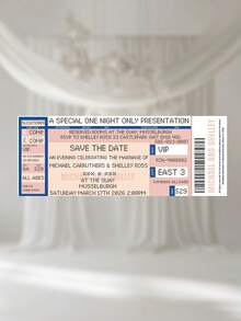 1pc Personalized Concert Ticket Wedding Invitation ,Customize Text,Custom Venue Card,Save The Date Ticket,Unique Wedding Invitation - Multicolor - View 13