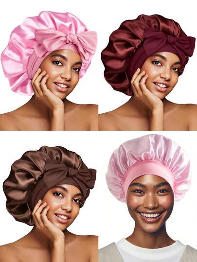 1pc Luxury Satin Silk Sleep Cap With Adjustable Drawstring, Lightweight Hair Care Sleeping Hat, Comfortable All Night, Suitable For Long Curly Or Braided Hair, High-Quality Bathroom Accessory, Fashionable And Comfortable, Unisex Hair Care Product