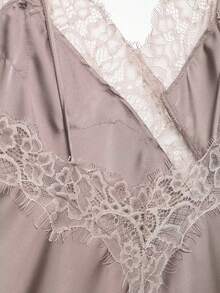 Women's Lace Patchwork Asymmetrical Hem Fashionable Versatile Date Night Camisole Top Summer - Pinkish Purple - View 9
