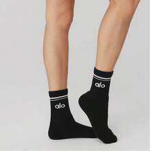 Alo Yoga Half-Crew Throwback Sock 1 Pair (Unisex) - màu đen - Xem 3