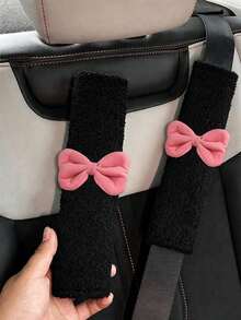 1/2个蝴蝶结毛绒汽车安全带肩垫，柔软舒适的安全带套 - A - 查看 16
