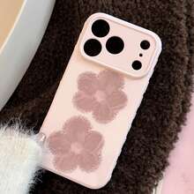 Funda de teléfono suave de primavera con flores rosa guayaba y moradas, compatible con iPhone 16/17/15 Pro Max/14, diseño lindo, geométrico, estilo coreano, artístico, minimalista, estilo Ins - Rosa Pálido - Ver 9