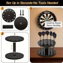 This Multi-Functional Desktop Darts Organizer And Display Rack Is A Vertical Double-Layer Design That Can Hold Up To 12 Steel Or Soft-Pointed Darts. - Multicolor - View 2