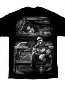 Men's Dreaming Casually Lowrider Homies Art-Shirt - Comfortable, Round Neck, Short Sleeves, Vibrant Graphic Print, All-Season Wear, Allseason Apparel Vibrant Graphic Tee Fabric Printed ShirtsFashionable Items Suitable Both Men And Women, Gifts - Black - View 7