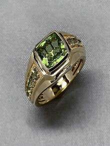1pc Men's Fashion Elegant Light Green Zirconia Ring, Wedding Engagement Party Jewelry Gift - Gold - View 10