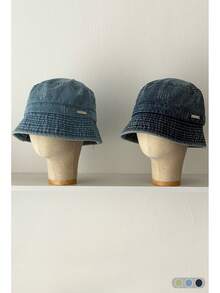 Washed Denim Bucket Hat For Women, Spring/Summer, Japanese Style Versatile, Small Face Flattering, Large Brim Sun Protection, Retro Washed Denim Blue Bucket Hat, High-End Feeling Sun Hat - Multicolor - View 4