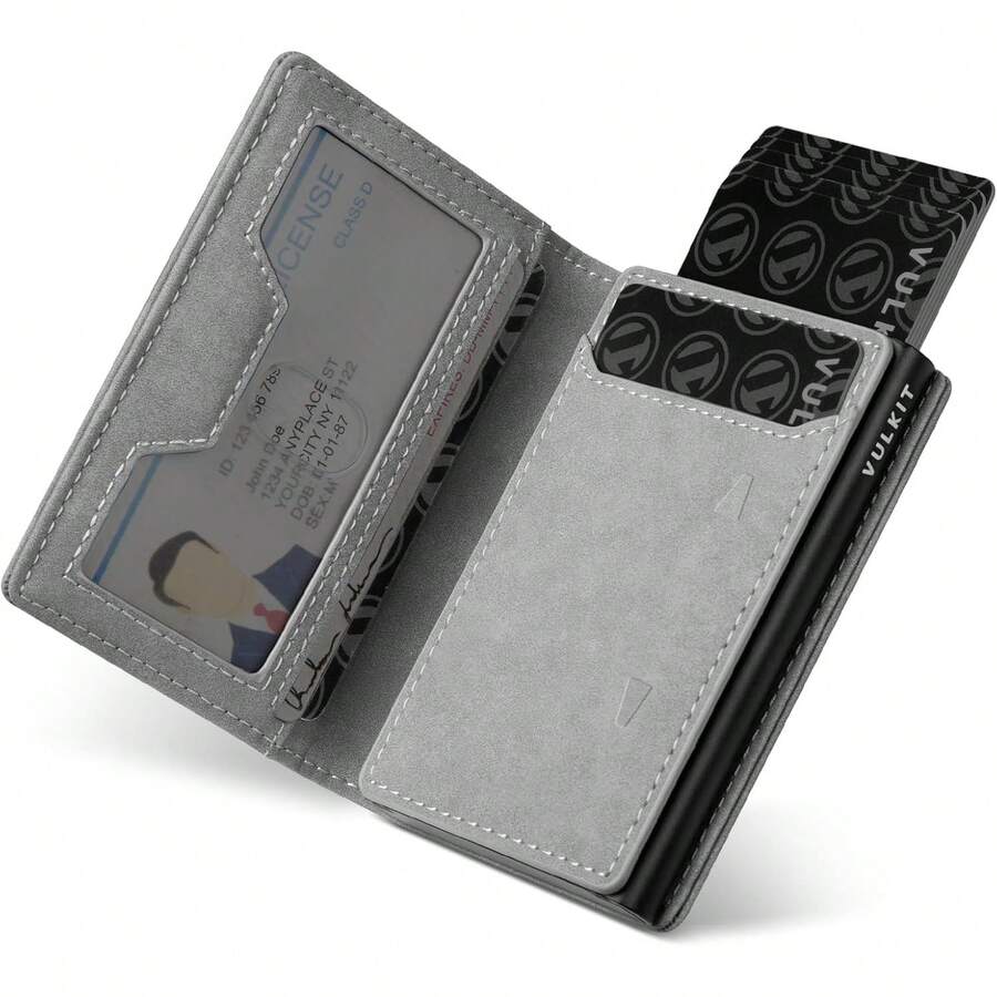 ¡RecomendadoVULKIT Tarjetero de Crédito Protección RFID Anticlonación con Monedero, Cartera Minimalista para Hombre con Caja de Regalo, Marrón¡Top de Temporada - Negro - Ver 1