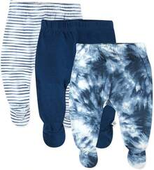 ¡RecomendadoHonestBaby Paquete de 3 Pantalones harén con Patas de algodón orgánico.Pantalones para bebés Unisex¡Top de Temporada - azul (Tie Dye Blues) - Ver 8