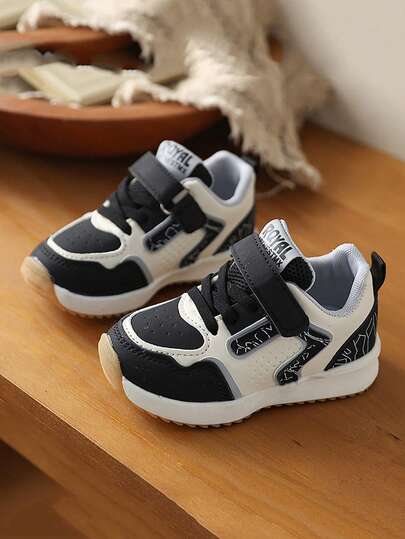 1 Pair 2026 New Casual Fashion Baby Sneakers, PU Leather Patchwork Upper, Soft & Comfortable, Lightweight, Suitable For Indoor/Outdoor, Festivals, Convenient Hook And Loop Closure