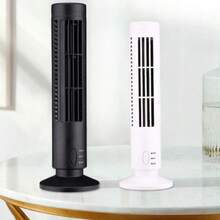 Ventilador de Torre portátil, silencioso, sin aspas, Ventilador eléctrico de 2 velocidades, Ventilador de Torre Alimentado por USB, Ventilador de Aire Acondicionado Vertical para Interior - Blanco y Negro - Ver 5