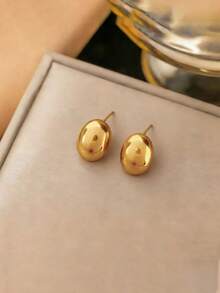 RAYQUEEN 1 Pair Stainless Steel Bead Stud Earrings, Minimalist Versatile Petite French Style Earrings, Suitable For Daily Wear - Earrings - View 8