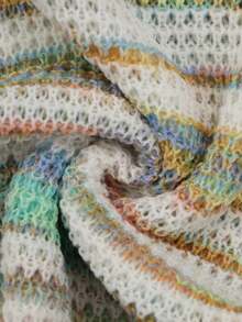 Đầm dệt kim nữ, kiểu dáng gợi cảm, thanh lịch, thường ngày, cổ chữ V, họa tiết sọc, ôm sát cơ thể (họa tiết sọc ngẫu nhiên), màu trắng mùa xuân. - trắng - Xem 9