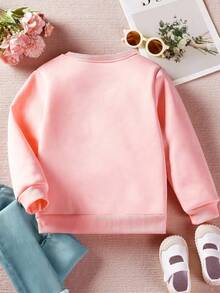 Disney Official Ariel With Heart Accents Casual Girls' Sweatshirt Skin-Friendly And Versatile For School And Family Time - 粉色 - 查看 2