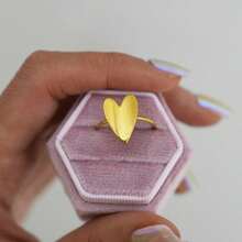 1 pièce Bague réglable en acier inoxydable en forme de cœur plaqué or 18 carats, accessoire de bijouterie, bijou en acier inoxydable 304, élégant haut de gamme, convient comme cadeau pour la Saint-Valentin - Multicolore - Voir 3