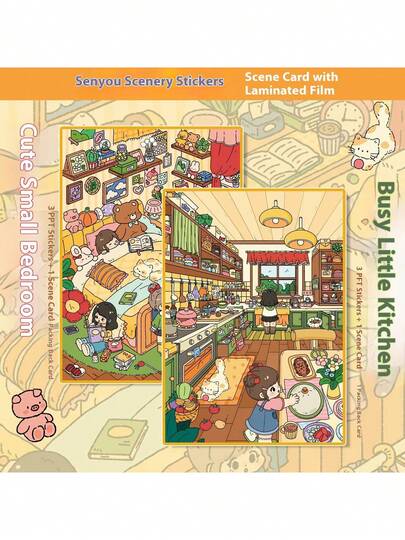 20.0 Large Size 3D Bedroom & Kitchen Scene Stickers, Cute DIY Stress Relief Stickers, 2026 New Collection - Gift For Friends, Holiday, Birthday, Collection