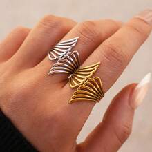 2pcs/1pc Stainless Steel Rings, Exaggerated Rings, High-End Temperament Cutout Rings, Elegant Rings, Adjustable Rings, Light Luxury Design, 304 Stainless Steel Ring Jewelry For Daily Wear - Multicolor - View 4