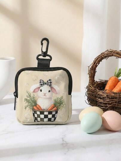 1pc Easter Themed Large Capacity Coin Purse With Numeric Print, Multifunctional Coin Wallet Card Holder, Suitable For Gift Shops And Back To School Promotions