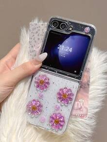 1件手工树脂紫色水晶花朵手链，手机壳兼容三星Galaxy Z Fold 7、Z Fold 6、Z Fold 5、Z Fold 4、Z、Z FE、Z Flip6、Z Flip5智能手机，返校季必备 - 彩色 - 查看 25