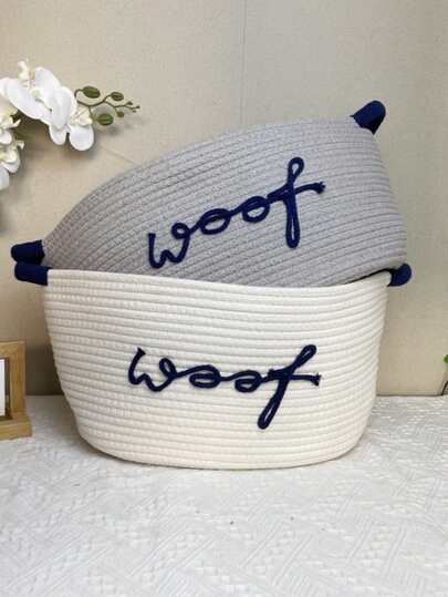 1 pieza Cesta de almacenamiento tejida a mano, organizador de juguetes y ropa, organizador de escritorio, organizador de cosméticos