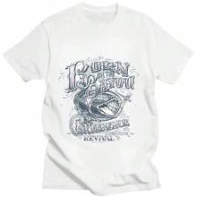 Creedence Clearwater T Shirt Graphic Printing Grunge Band Hip Hop Tee-Shirt Short Sleeve Punk Tshirt Ropa Hombre Soft Top - 黑色 - 查看 1
